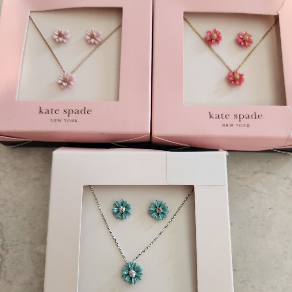 3 sets of Kate Spade daisy earrings and necklace